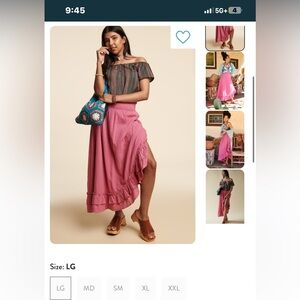 earthbound asymmetrical pink maxi skirt *NWT*